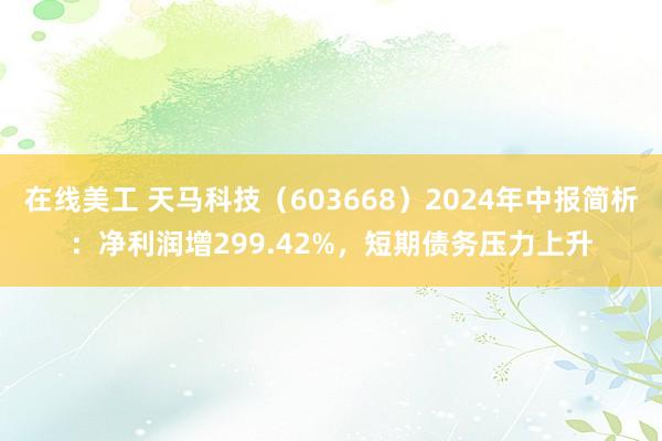 在线美工 天马科技（603668）2024年中报简析：净利润增299.42%，短期债务压力上升