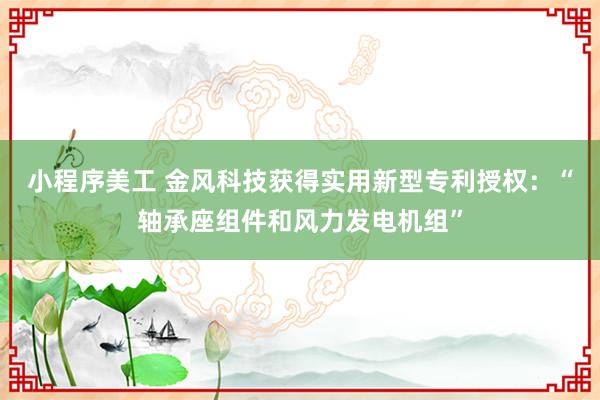 小程序美工 金风科技获得实用新型专利授权：“轴承座组件和风力发电机组”