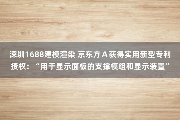 深圳1688建模渲染 京东方Ａ获得实用新型专利授权：“用于显示面板的支撑模组和显示装置”