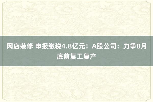 网店装修 申报缴税4.8亿元！A股公司：力争8月底前复工复产